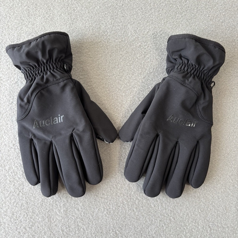 Auclair Men's Black Nylon Ski Gloves Wind Block Size L Snowboard Winter Outdoor